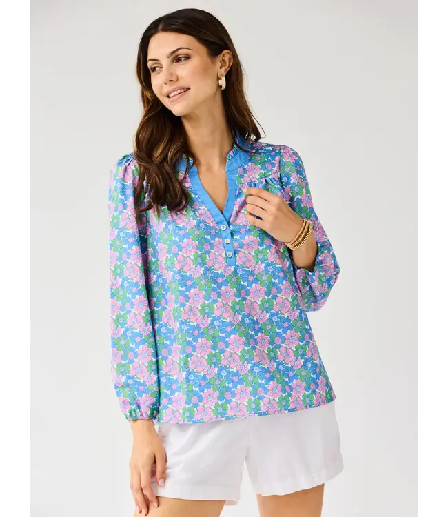 Gianna Blue Vintage Posies Top