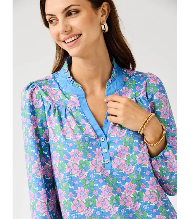 Gianna Blue Vintage Posies Top