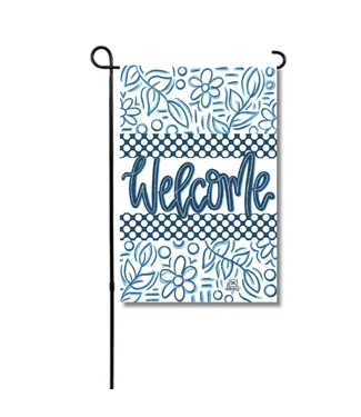 DK Designs Georgia Blue & White Welcome Garden Glam Flag