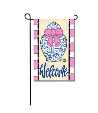 DK Designs Georgia Pink Ginger Jar Garden Glam Flag