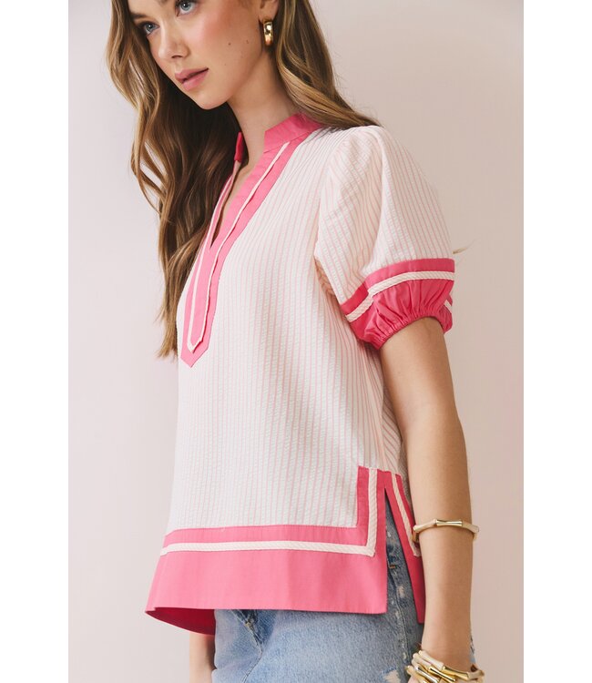 Deloris Pink Striped Top