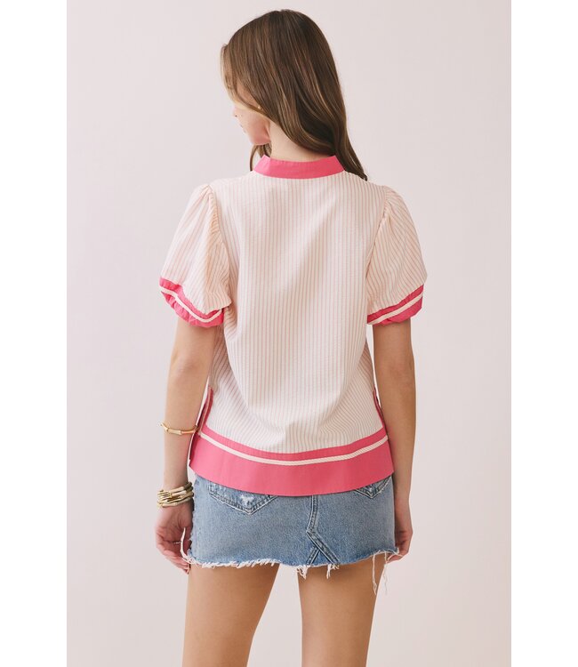 Deloris Pink Striped Top