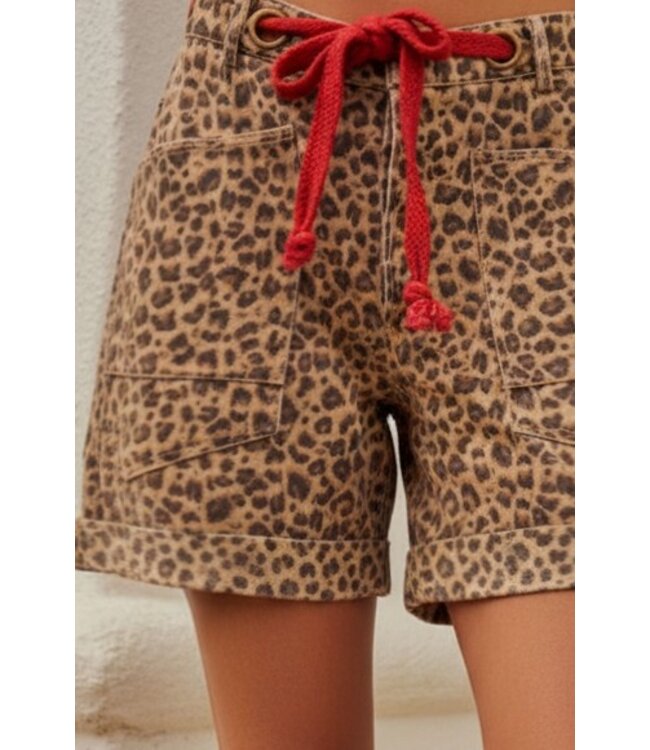 Daisy Camel Leopard Shorts