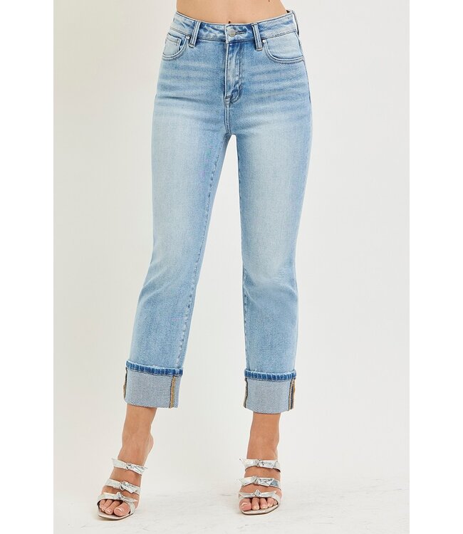 Lindy Light Risen Straight Cuffed Jeans