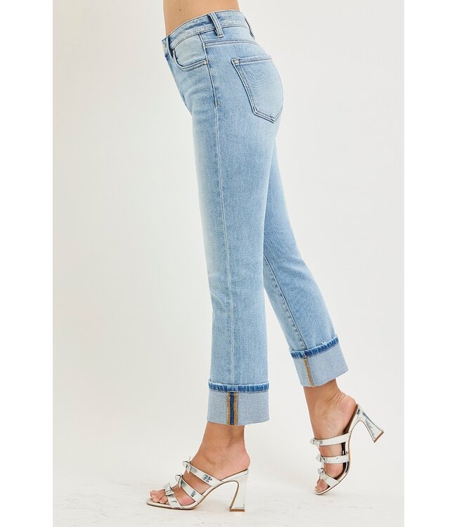 Lindy Light Risen Straight Cuffed Jeans