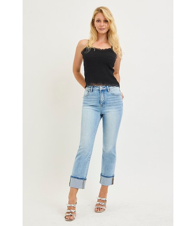 Lindy Light Risen Straight Cuffed Jeans