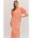 Beth Orange Animal Midi Dress