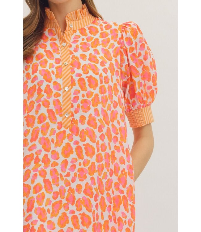 Beth Orange Animal Midi Dress