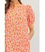 Beth Orange Animal Midi Dress