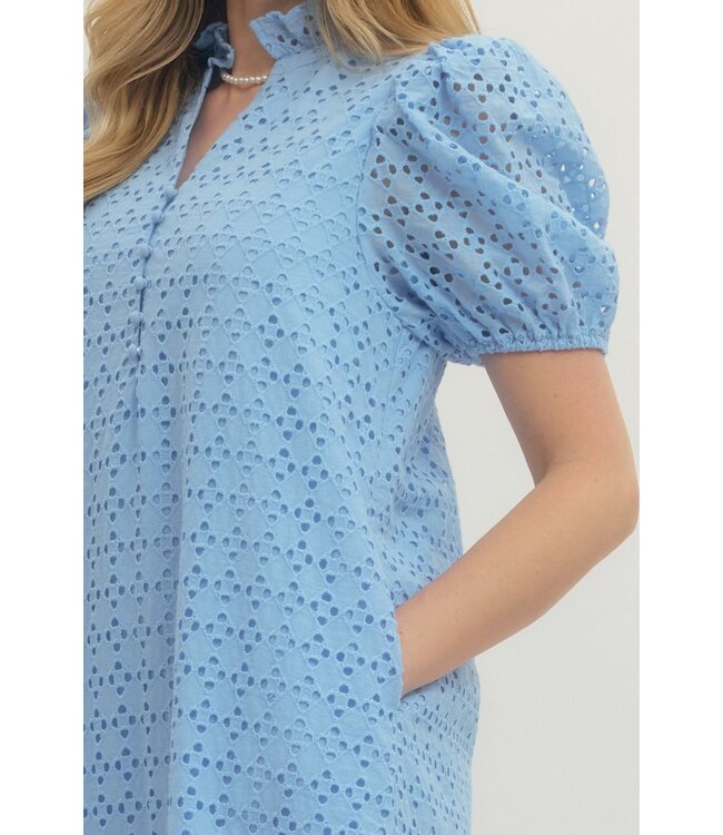 Grace Blue Eyelet Midi Dress