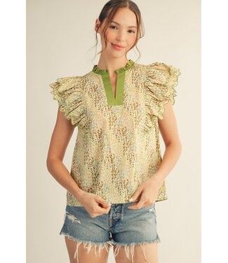Jodifl Keri Green Floral Top