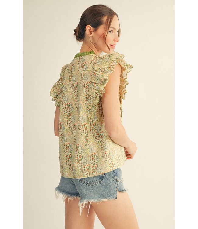 Keri Green Floral Top