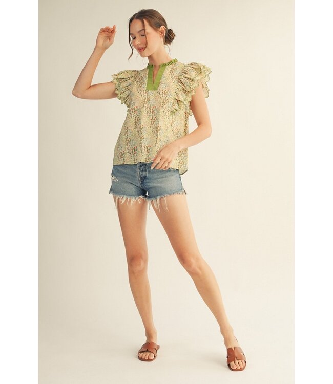 Keri Green Floral Top