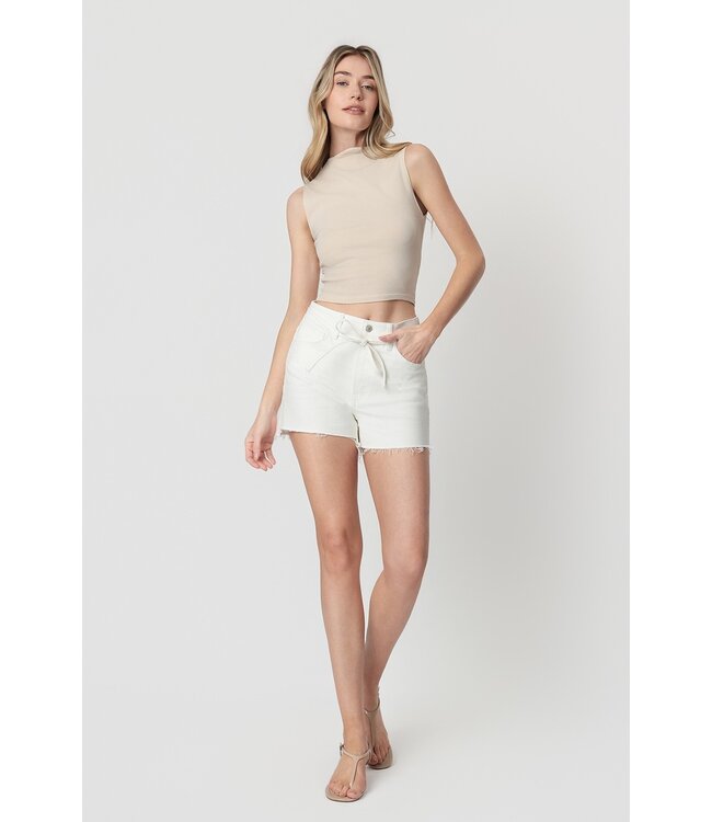 Claire White Vervet High Rise Mom Shorts