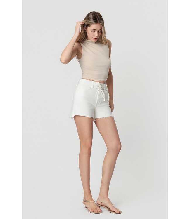Claire White Vervet High Rise Mom Shorts