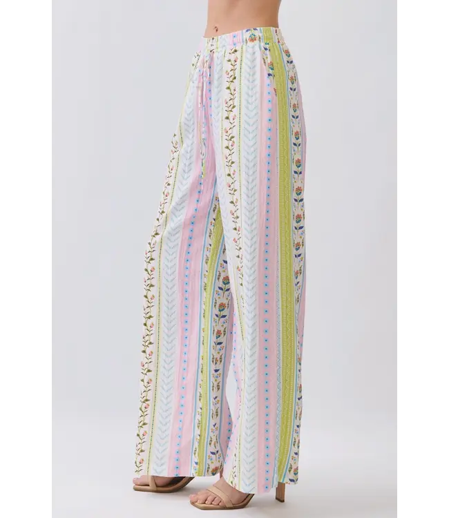 Paisly Pink Floral Wide Leg Pants
