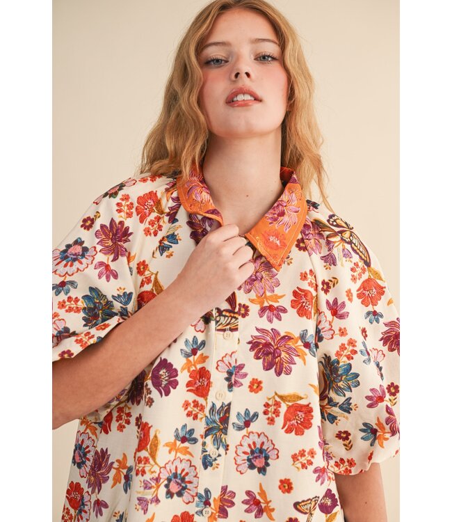 Sara Ivory Floral Dress