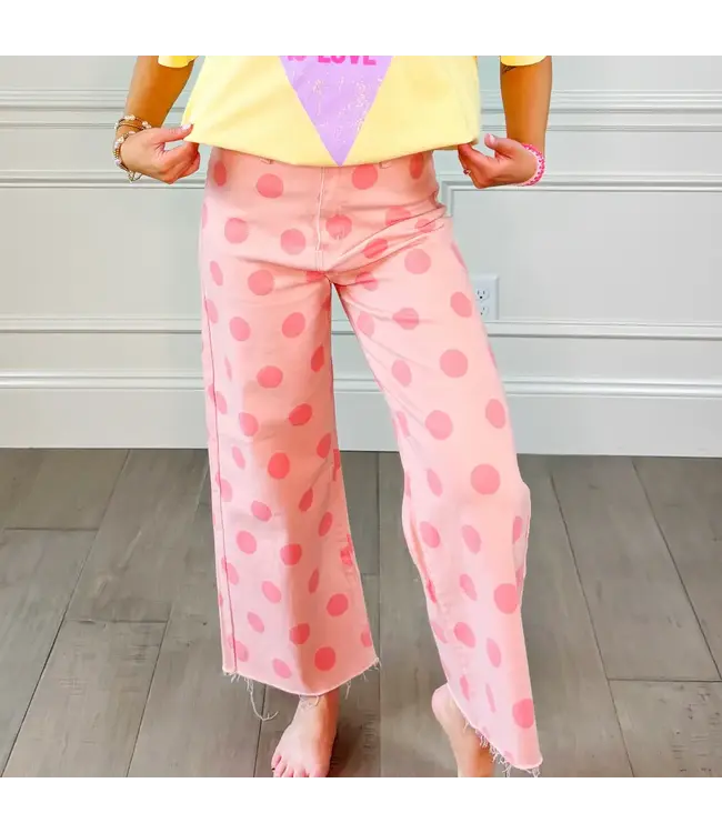 Dottie Blush Polka Dot Pants