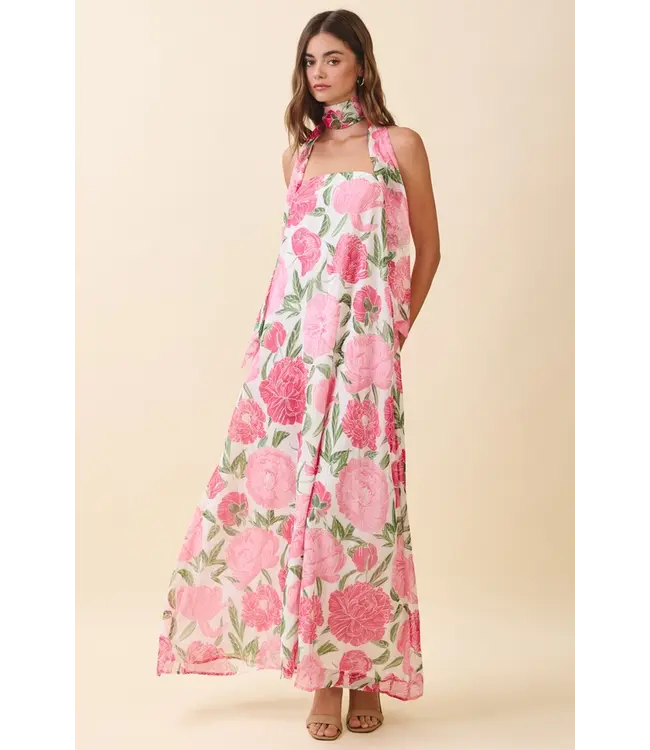 Kendra Pink Floral Maxi Dress