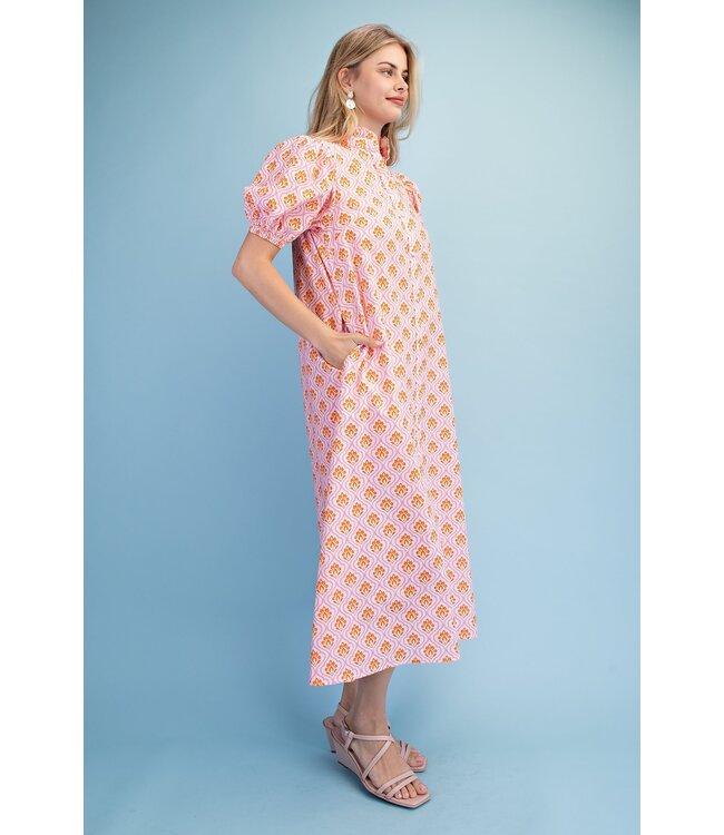 April Pink Midi Dress