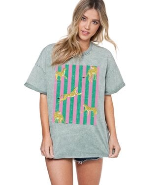 Zutter Zara Green Cheetahs Retro Stripe Tee