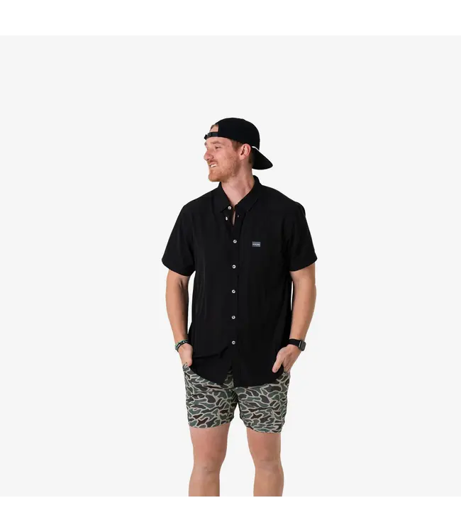 Heather Black Performance Button Up