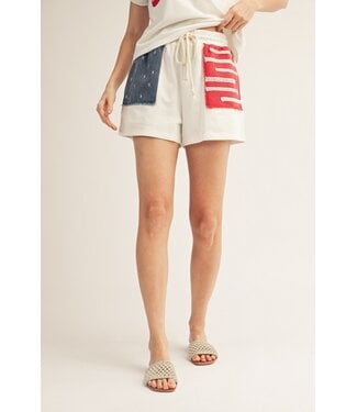 Jodifl Campbell White American Flag Shorts