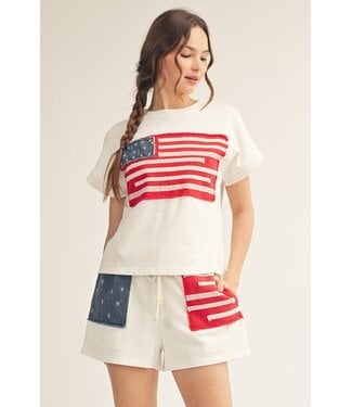 Jodifl Bridget White American Flag Top