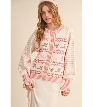 Merci Chaney Ivory Floral Sweater Cardigan