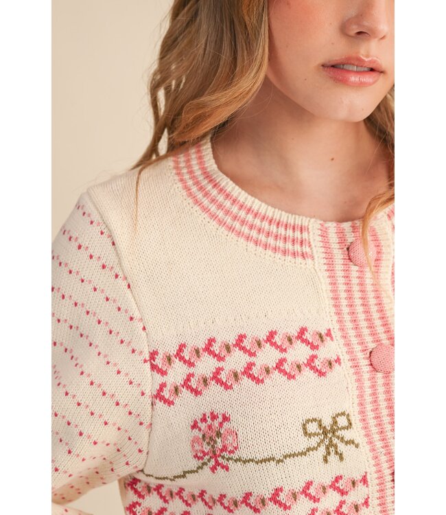 Chaney Ivory Floral Sweater Cardigan
