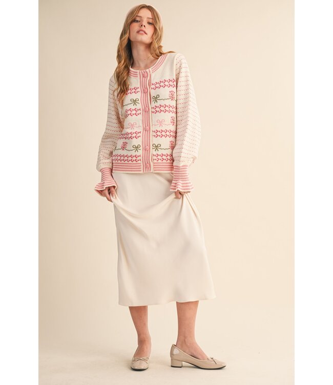 Chaney Ivory Floral Sweater Cardigan