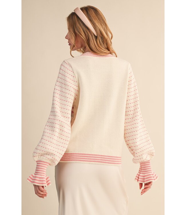 Chaney Ivory Floral Sweater Cardigan
