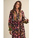 Autumn Black Floral Midi Dress