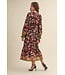 Autumn Black Floral Midi Dress