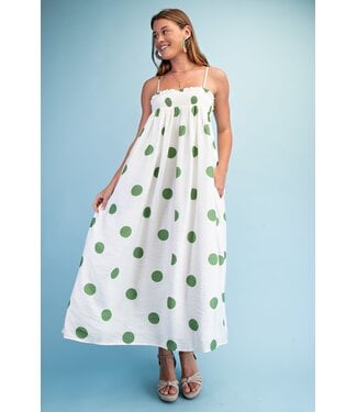 Gigio Emma Green Polka Dot Maxi Dress