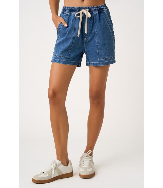 Connie Denim Drawstring Pocket Shorts