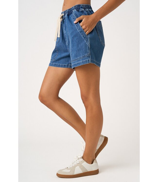 Connie Denim Drawstring Pocket Shorts