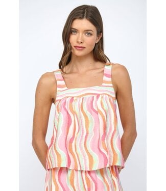 Fate Summer Pink Wavy Stripe Top