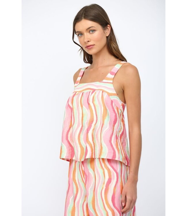 Summer Pink Wavy Stripe Top