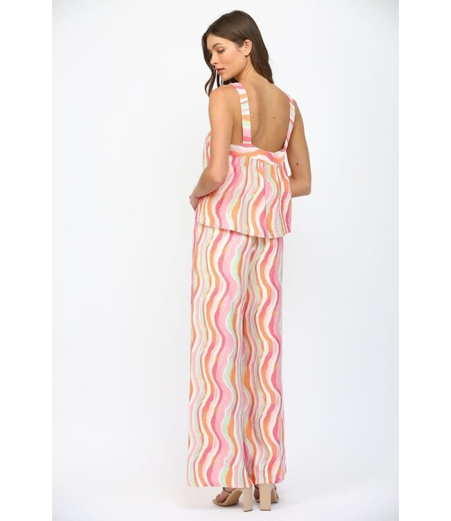 Summer Pink Wavy Stripe Bottoms