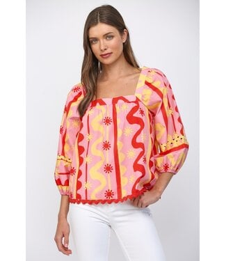 Fate Jasmine Pink Sun Poplin Top