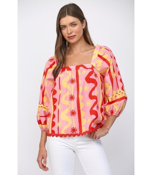 Fate Jasmine Pink Sun Poplin Top