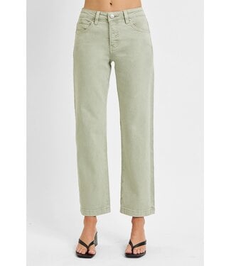 Risen Sallie Pistachio Risen Mid Rise Straight Jeans