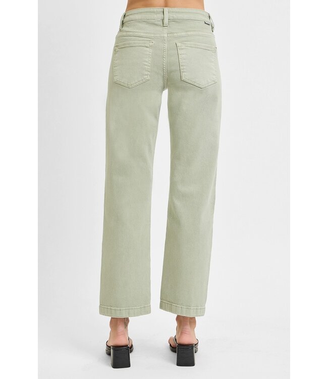 Sallie Pistachio Risen Mid Rise Straight Jeans