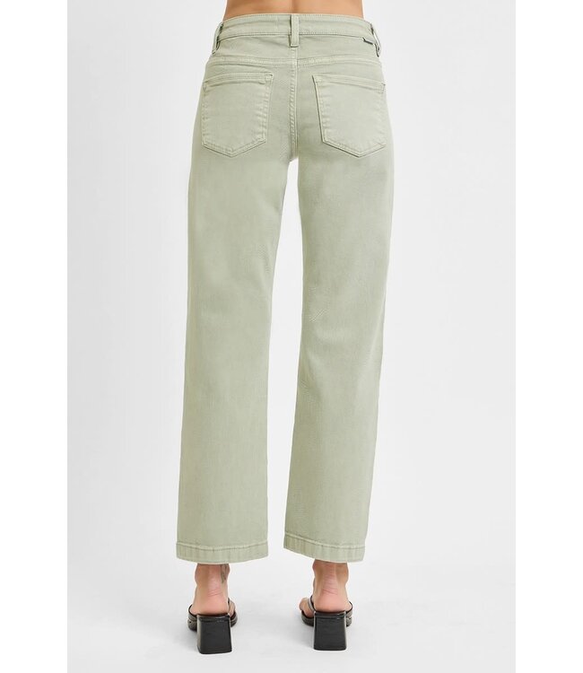 Sallie Pistachio Risen Mid Rise Straight Jeans