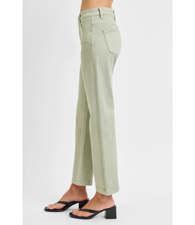 Sallie Pistachio Risen Mid Rise Straight Jeans