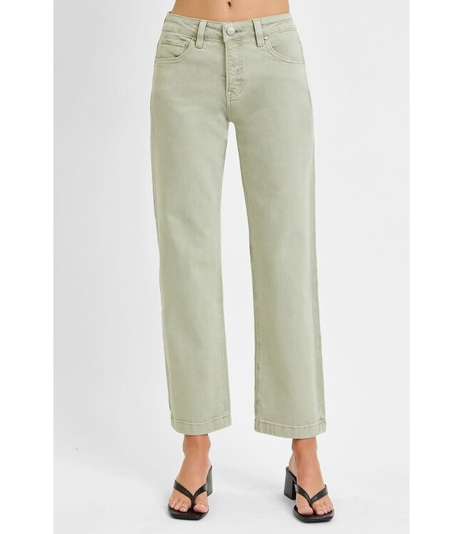 Sallie Pistachio Risen Mid Rise Straight Jeans