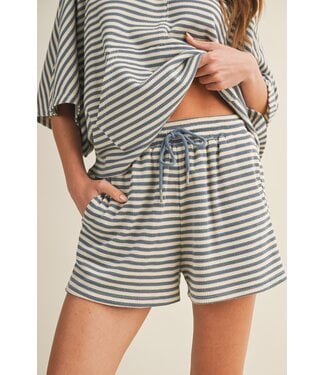 LovLov Gracie Denim Striped Hoodie Shorts