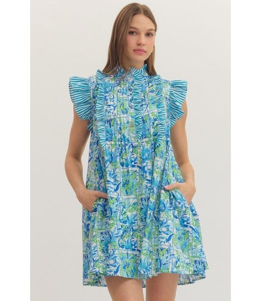 Entro Debbie Blue Botanical Dress