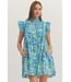 Debbie Blue Botanical Dress